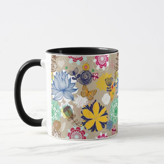 Blumenmuster in Retro Art 3 Tasse (Links)