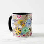 Blumenmuster in Retro Art 3 Tasse (Vorderseite Links)