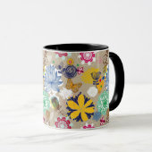 Blumenmuster in Retro Art 3 Tasse (VorderseiteRechts)