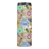 Blumenmuster in Retro Art 3 Thermosbecher (Rückseite)