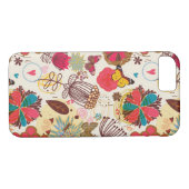 Blumenmuster in Retro Art 4 Case-Mate iPhone Hülle (Rückseite (Horizontal))