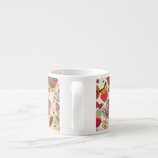 Blumenmuster in Retro Art 4 Espressotasse (Rückseite)