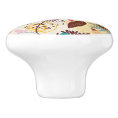 Blumenmuster in Retro Art 4 Keramikknauf (Seitenansicht)