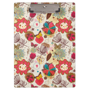 Blumenmuster in Retro Art 4 Klemmbrett