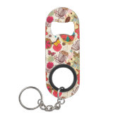 Blumenmuster in Retro Art 4 Mini Flaschenöffner (Vorderseite)