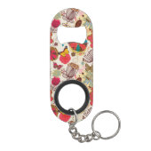 Blumenmuster in Retro Art 4 Mini Flaschenöffner (Rückseite)