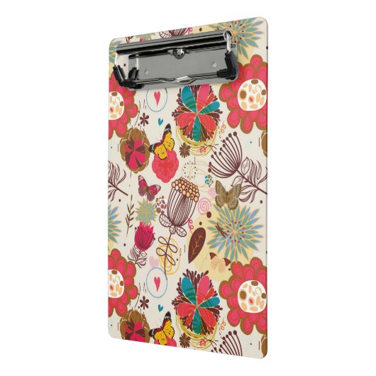 Blumenmuster in Retro Art 4 Mini Klemmbrett (Gewinkelt2)