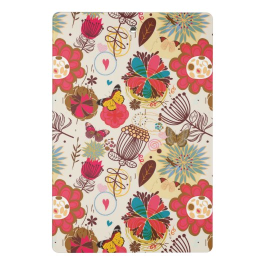 Blumenmuster in Retro Art 4 Mini Klemmbrett (Rückseite)