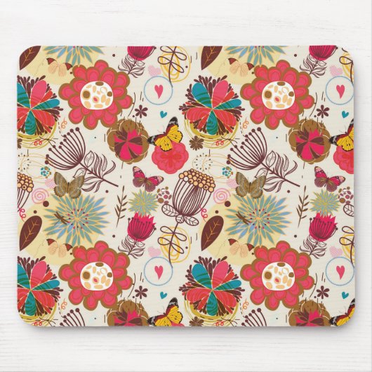 Blumenmuster in Retro Art 4 Mousepad (Vorne)