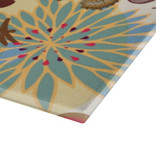 Blumenmuster in Retro Art 4 Schneidebrett (Ecke)