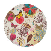 Blumenmuster in Retro Art 4 Schneidebrett (Vorderseite)