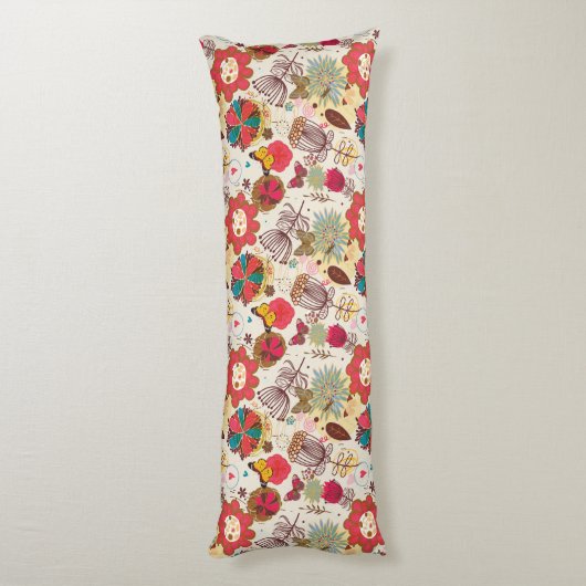 Blumenmuster in Retro Art 4 Seitenschläferkissen (Rückseite (Vertikal))