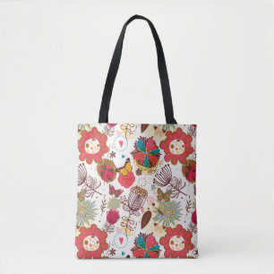Blumenmuster in Retro Art 4 Tasche