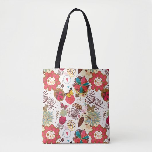 Blumenmuster in Retro Art 4 Tasche (Vorderseite)