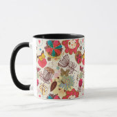 Blumenmuster in Retro Art 4 Tasse (Links)