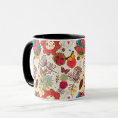 Blumenmuster in Retro Art 4 Tasse (Vorderseite Links)
