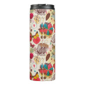 Blumenmuster in Retro Art 4 Thermosbecher (Rückseite)