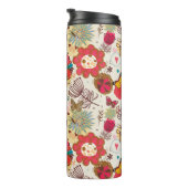 Blumenmuster in Retro Art 4 Thermosbecher (Nach rechts gedreht)