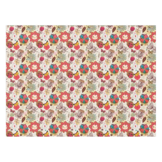 Blumenmuster in Retro Art 4 Tischdecke (Vorderseite (Horizontal))