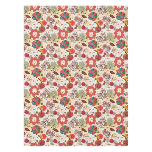 Blumenmuster in Retro Art 4 Tischdecke (Vorderseite)