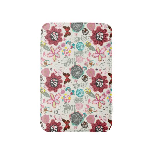 Blumenmuster in Retro Art 5 Badematte (Vorderseite Vertikal)