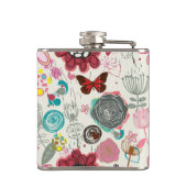 Blumenmuster in Retro Art 5 Flachmann (Rückseite)