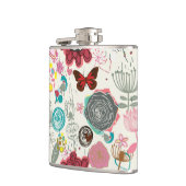 Blumenmuster in Retro Art 5 Flachmann (Links)