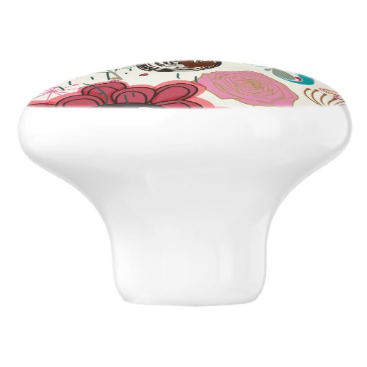 Blumenmuster in Retro Art 5 Keramikknauf (Seitenansicht)