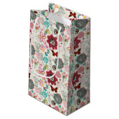 Blumenmuster in Retro Art 5 Kleine Geschenktüte (Rückseite Schrägansicht)