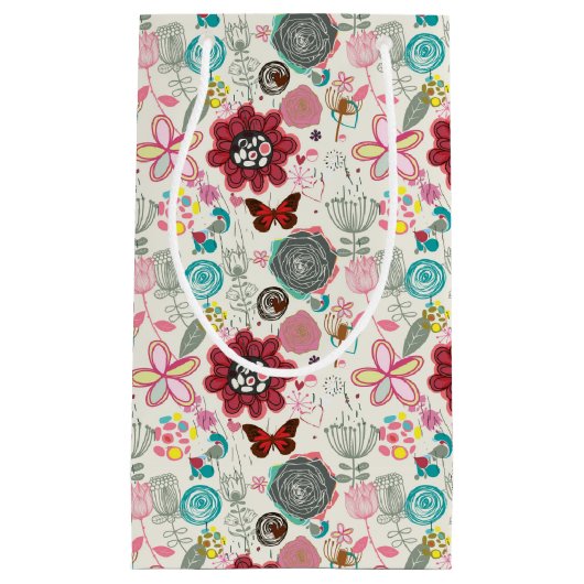 Blumenmuster in Retro Art 5 Kleine Geschenktüte (Vorderseite)