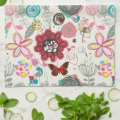 Blumenmuster in Retro Art 5 Küchentuch (Gefaltet)