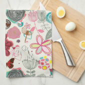 Blumenmuster in Retro Art 5 Küchentuch (Viertel Falte)