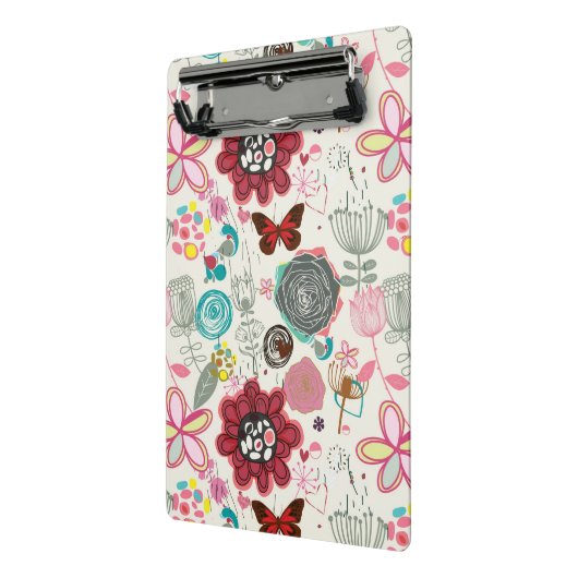 Blumenmuster in Retro Art 5 Mini Klemmbrett (Gewinkelt2)