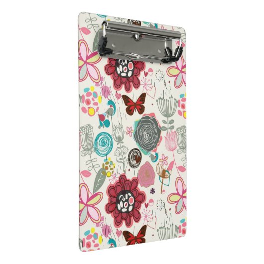 Blumenmuster in Retro Art 5 Mini Klemmbrett (Schrägansicht)