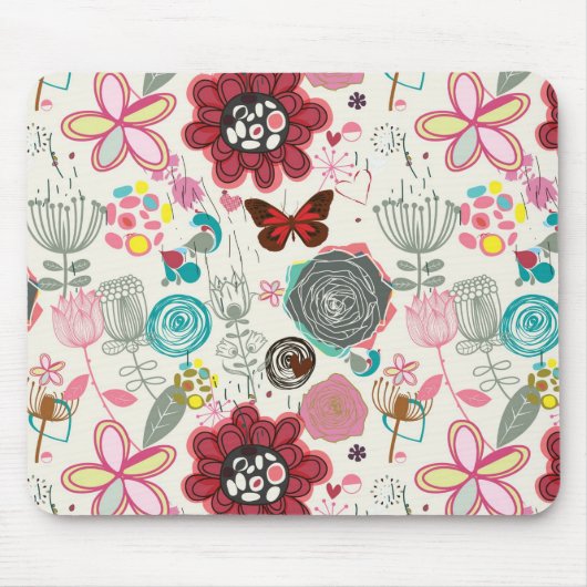 Blumenmuster in Retro Art 5 Mousepad (Vorne)