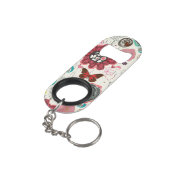 Blumenmuster in Retro Art 5 Schlüsselanhänger Flaschenöffner (Rückseite Schrägansicht)