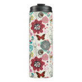 Blumenmuster in Retro Art 5 Thermosbecher (Vorderseite)