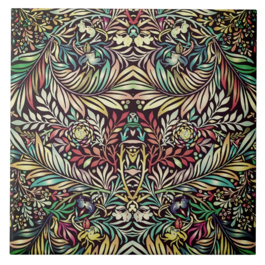 Blumenmuster in Retrofarben, antiker Stil Fliese (Vorderseite)