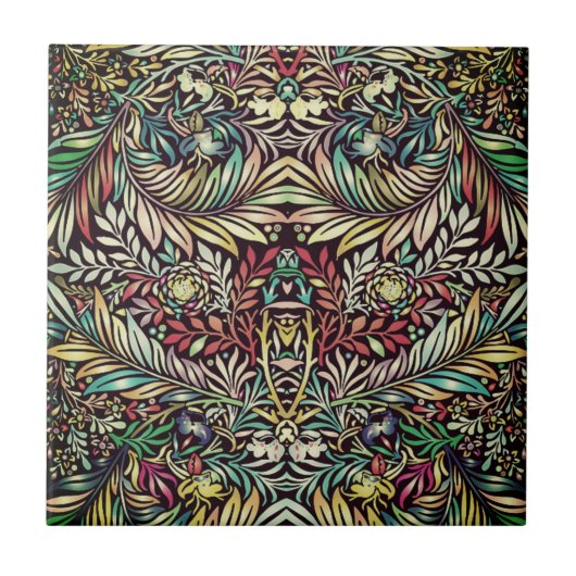 Blumenmuster in Retrofarben, antiker Stilvect Fliese (Vorderseite)