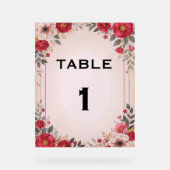 Blumenmuster in rosa Hochzeitstisch Akryllisches Z Acrylschild (Vorderseite)