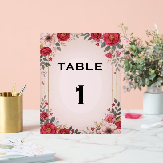 Blumenmuster in rosa Hochzeitstisch Akryllisches Z Acrylschild (Hochzeit)