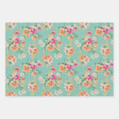 Blumenmuster in Rosa und Orange Geschenkpapier Set (Vorderseite 3)