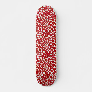Blumenmuster in Rot und Weiß Skateboard