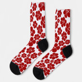 Blumenmuster in Rot und Weiß Socken (Linkes Detail)