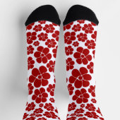 Blumenmuster in Rot und Weiß Socken (Oben)