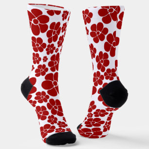 Blumenmuster in Rot und Weiß Socken