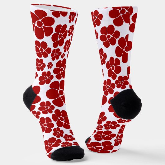 Blumenmuster in Rot und Weiß Socken (Gewinkelt)