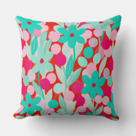 Blumenmuster in rotem Design Kissen