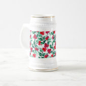 Blumenmuster in roter Farbe-56698 Bierglas (Vorderseite Links)