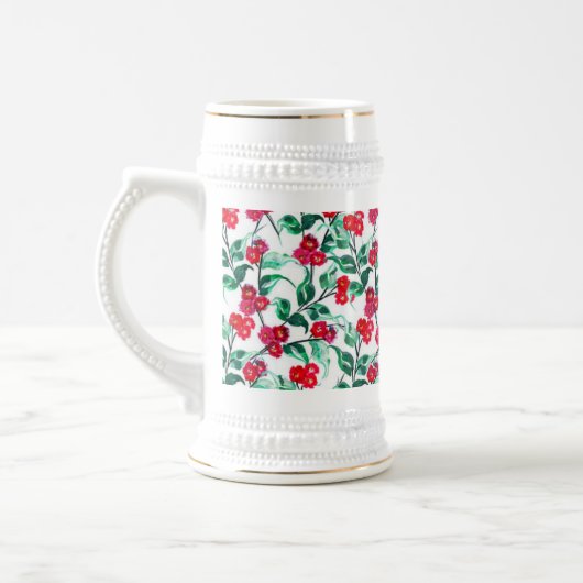 Blumenmuster in roter Farbe-56698 Bierglas (Links)